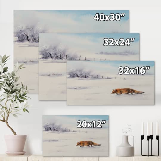 Designart - Red Fox Running In White Snow I